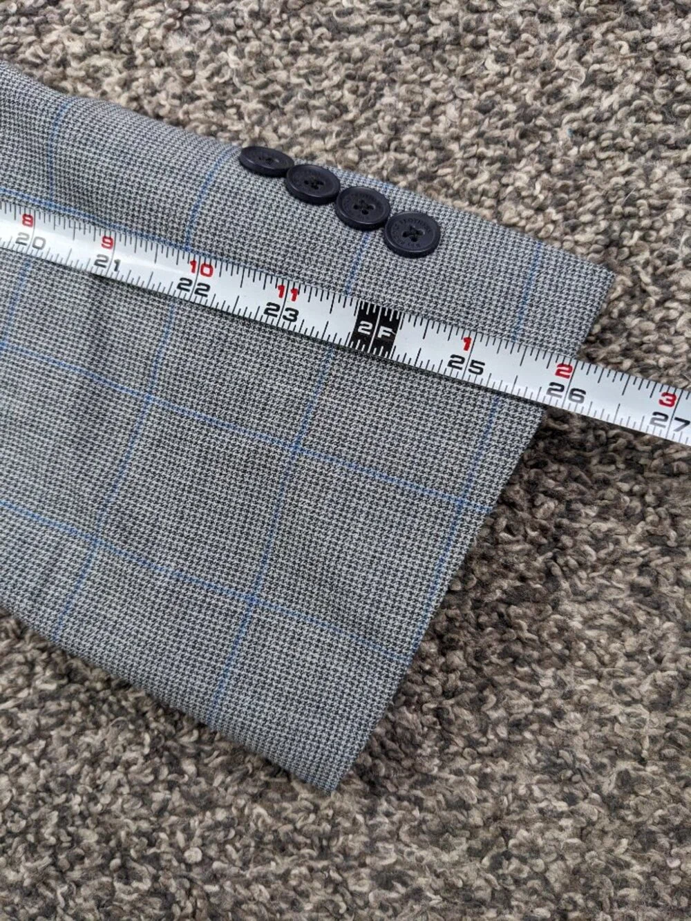 2024 Brooks Brothers Suit Wool Gray Blue Windowpane Plaid 46R 38x30